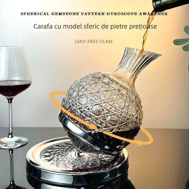 Decantator de vin rotativ din cristal, de lux, pentru uz casnic
