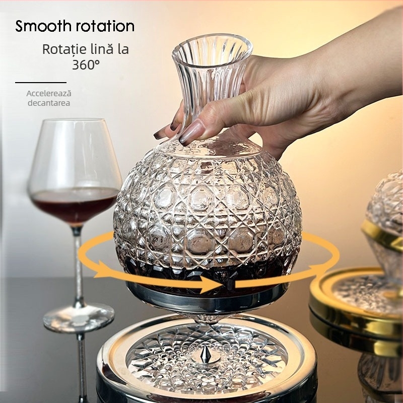 Decantator de vin rotativ din cristal, de lux, pentru uz casnic
