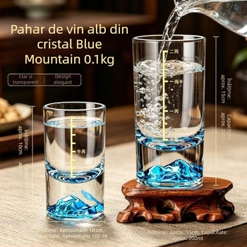 Set elegant de pahare baijiu cu dozator, sticlă cristal, Blue Mountain, 1-2 liang, stil chinezesc
