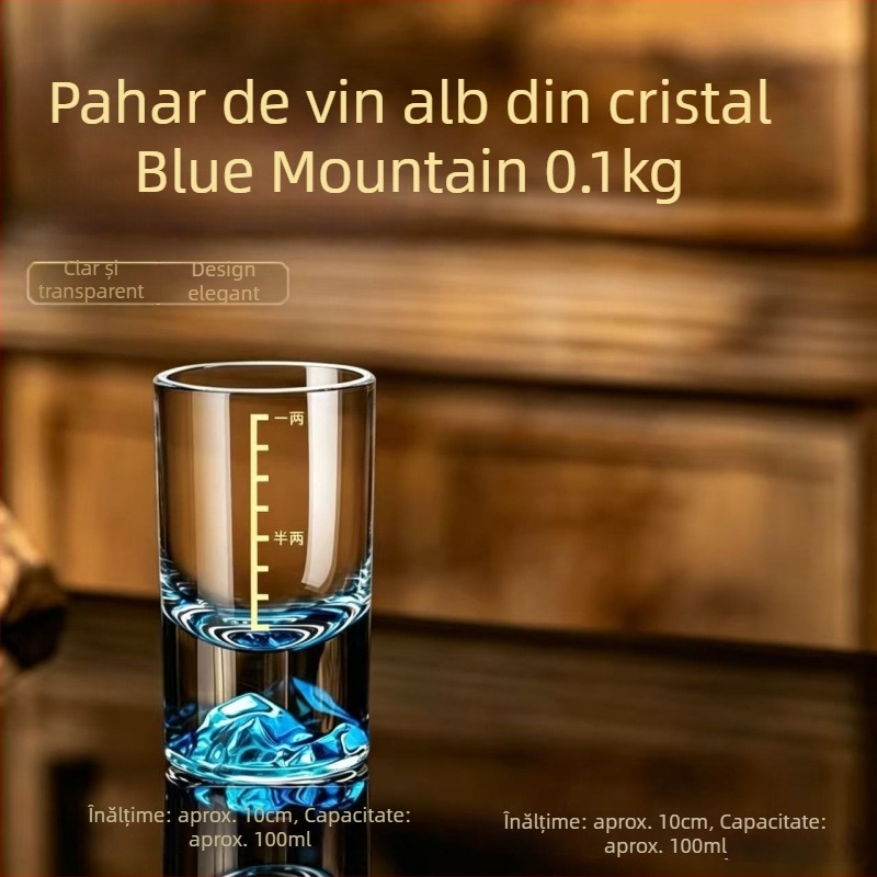 Set elegant de pahare baijiu cu dozator, sticlă cristal, Blue Mountain, 1-2 liang, stil chinezesc