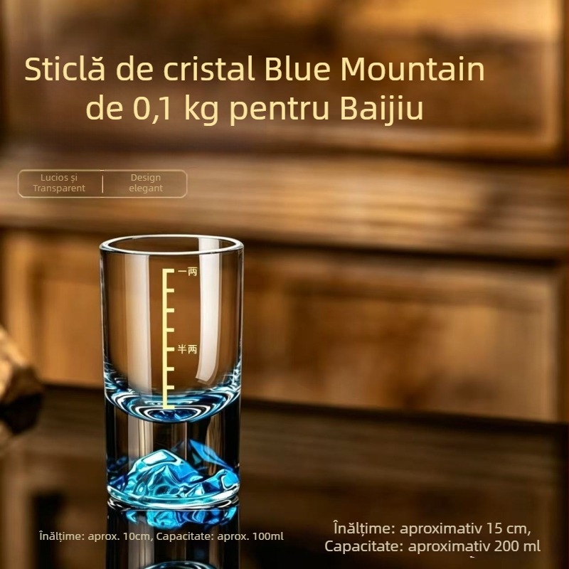 Set elegant de pahare baijiu cu dozator, sticlă cristal, Blue Mountain, 1-2 liang, stil chinezesc