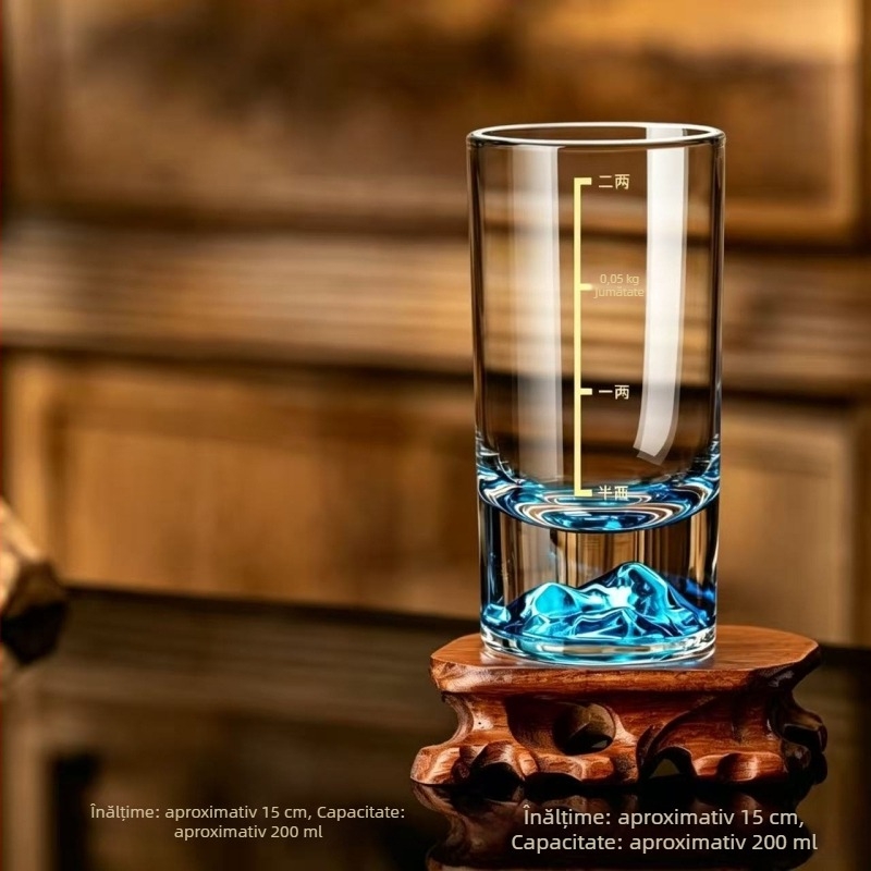 Set elegant de pahare baijiu cu dozator, sticlă cristal, Blue Mountain, 1-2 liang, stil chinezesc