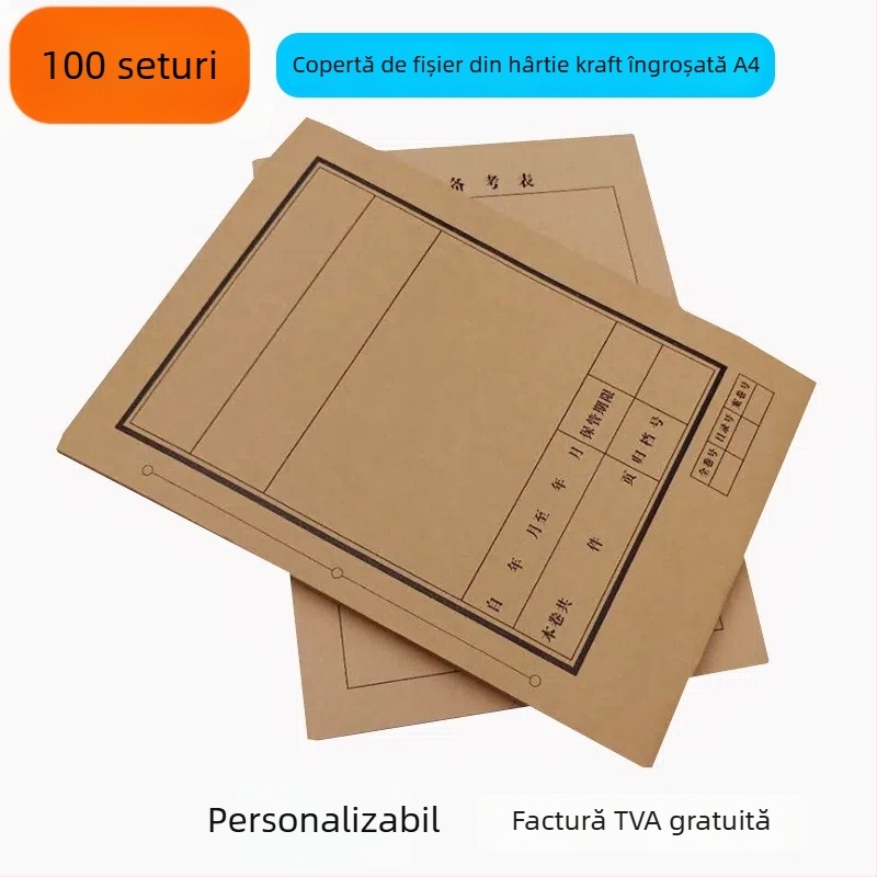 Copertă pentru legare fișiere A4 cu exterior din hârtie kraft groasă format A3