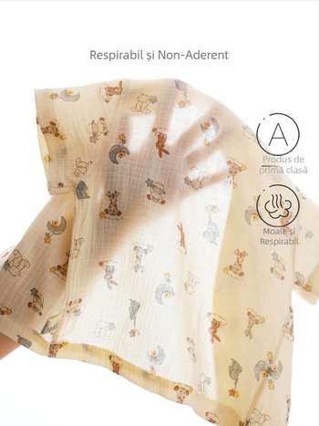 Set din două piese, bumbac imprimat, mâneci scurte, vară, pentru copii, unisex