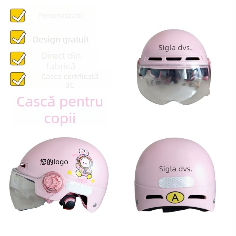 Cască personalizată pentru copii pentru bicicletă electrică, certificat 3C, protecție solară de vară, ușoară și sigură pentru 4–12 ani
