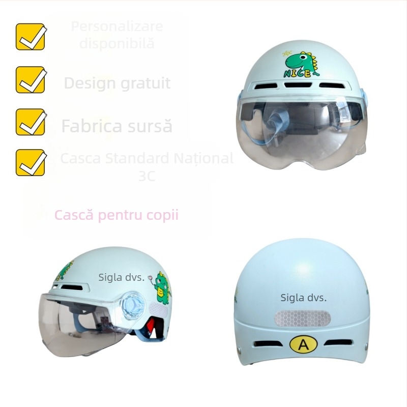 Cască personalizată pentru copii pentru bicicletă electrică, certificat 3C, protecție solară de vară, ușoară și sigură pentru 4–12 ani