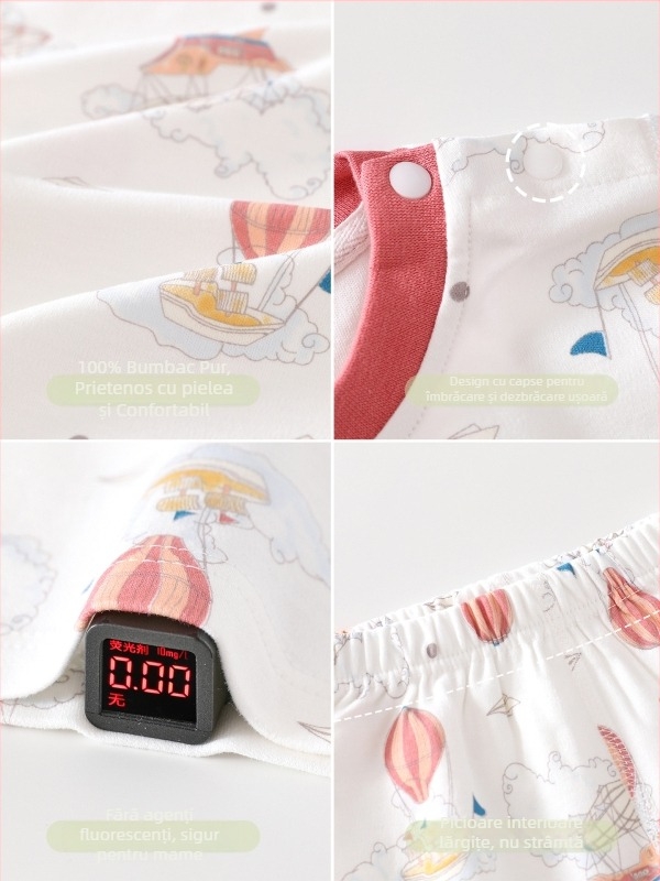 Set din două piese din bumbac pentru bebeluși: tricou cu mâneci lungi și pantaloni, pentru primăvară, toamnă și iarnă