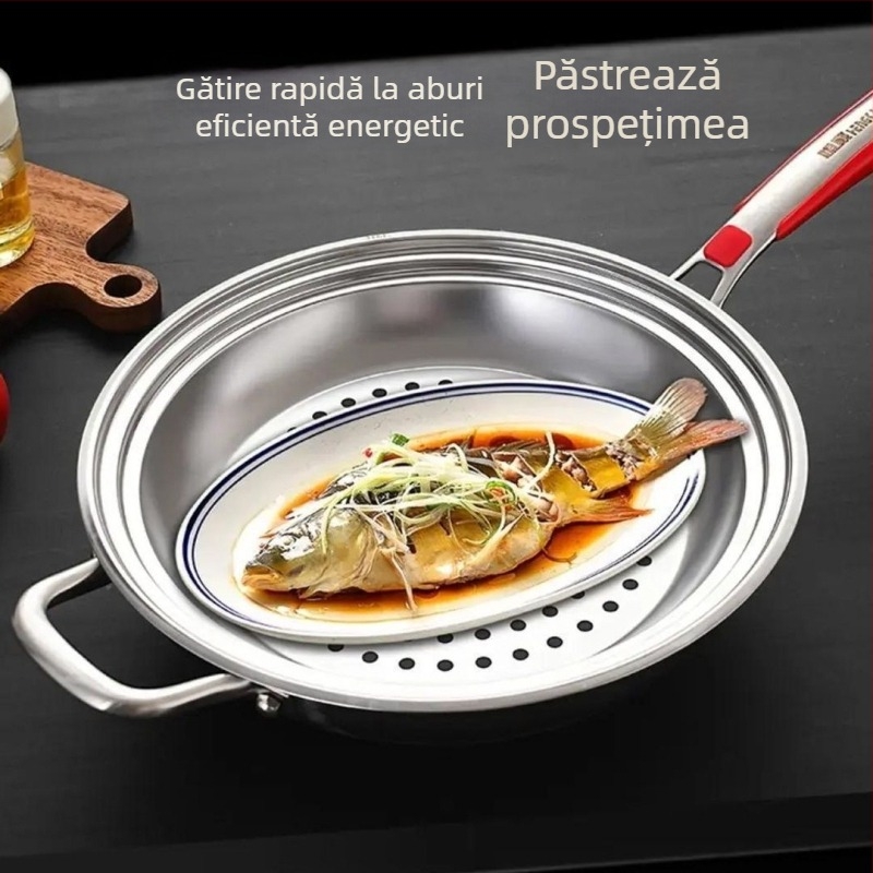 Set de tavi de aburi versatil, în mai multe dimensiuni, pentru mic dejun, fructe de mare și hot pot – oțel inoxidabil, suport de abur pentru uz casnic, aburator îngroșat, coș și plasă de abur