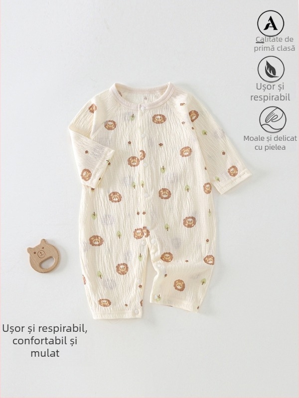 Salopetă pentru nou-născuți cu mâneci lungi, primăvară-vară, țesătură Zou Zou, unisex