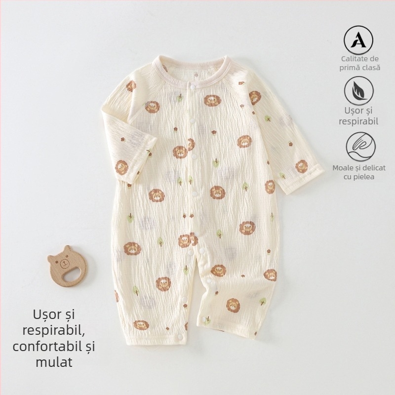 Salopetă pentru nou-născuți cu mâneci lungi, primăvară-vară, țesătură Zou Zou, unisex