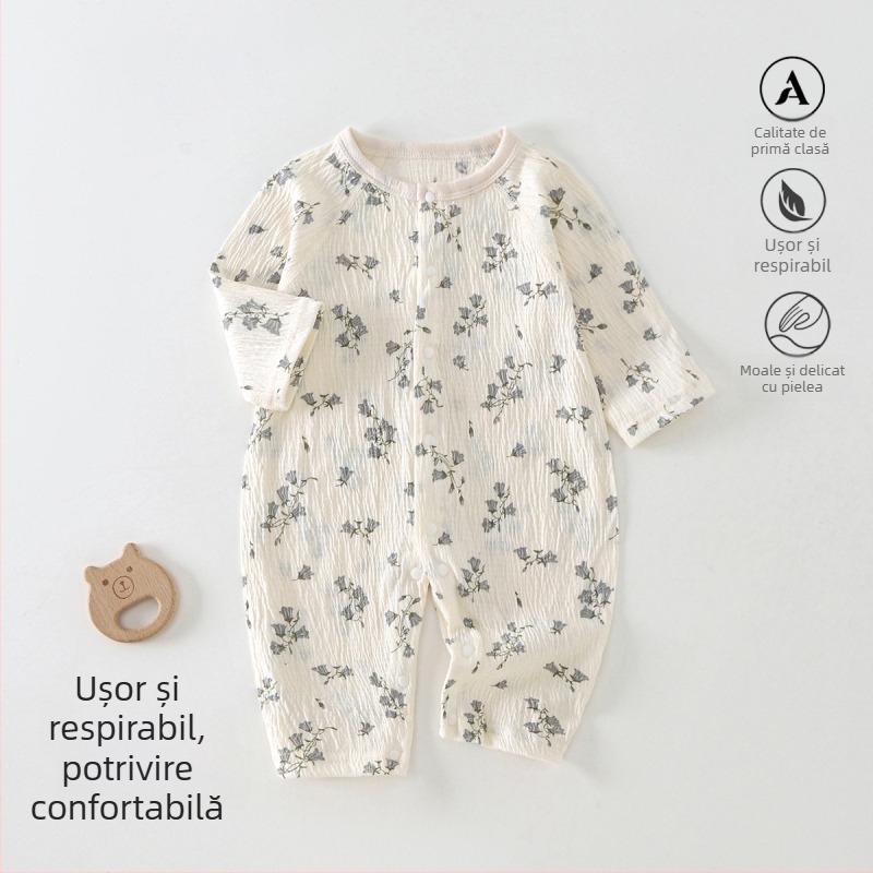 Salopetă pentru nou-născuți cu mâneci lungi, primăvară-vară, țesătură Zou Zou, unisex