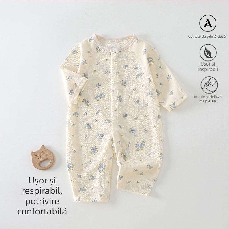 Salopetă pentru nou-născuți cu mâneci lungi, primăvară-vară, țesătură Zou Zou, unisex