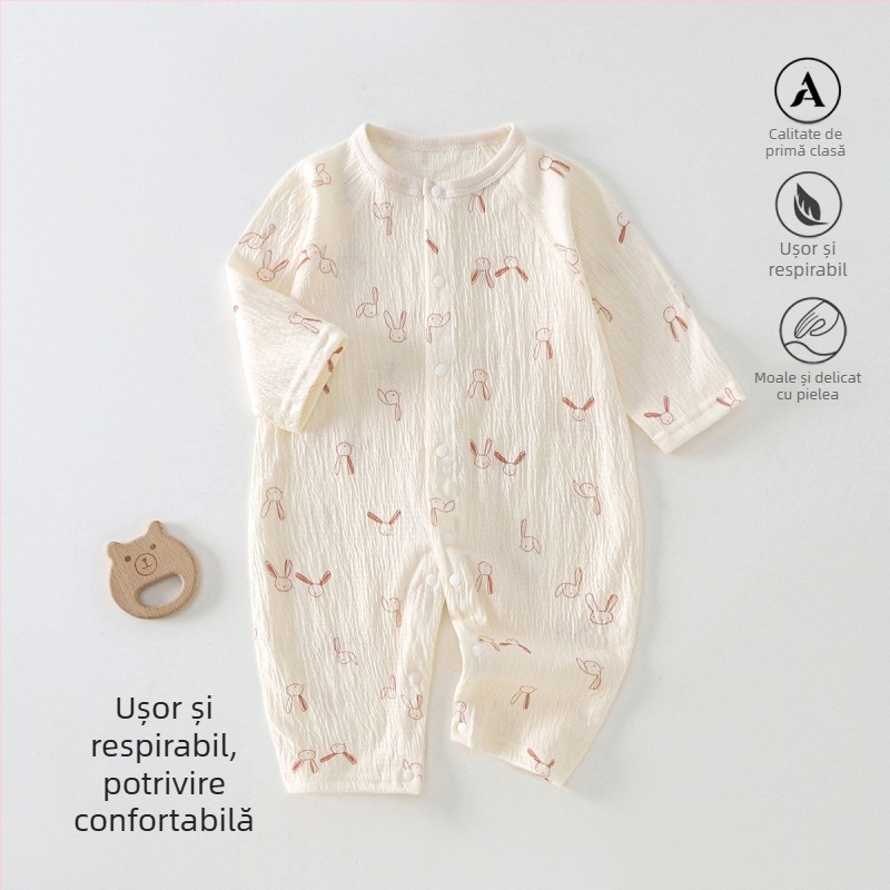 Salopetă pentru nou-născuți cu mâneci lungi, primăvară-vară, țesătură Zou Zou, unisex