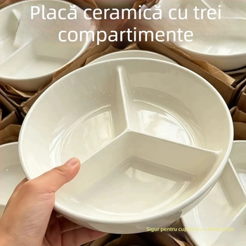 Tava ceramică pentru aburi cu trei compartimente