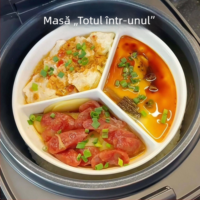 Tava ceramică pentru aburi cu trei compartimente