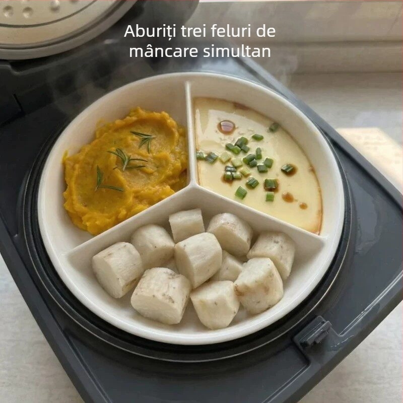 Tava ceramică pentru aburi cu trei compartimente