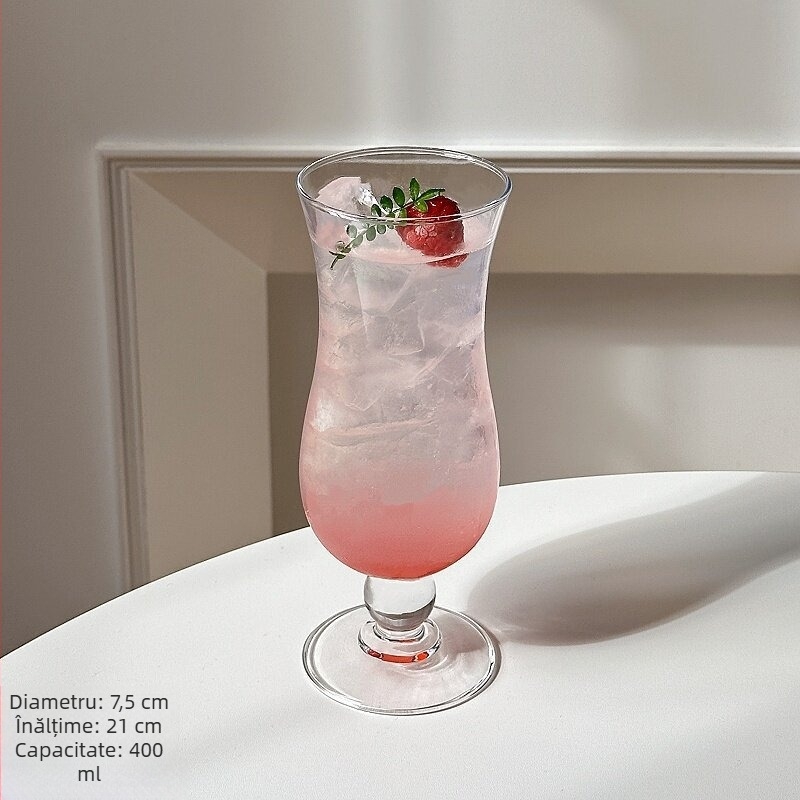 Pahar de sticlă pentru sucuri și cocktailuri, formă rotundă, stil modern minimalist, fără mâner și capac, culoare solidă
