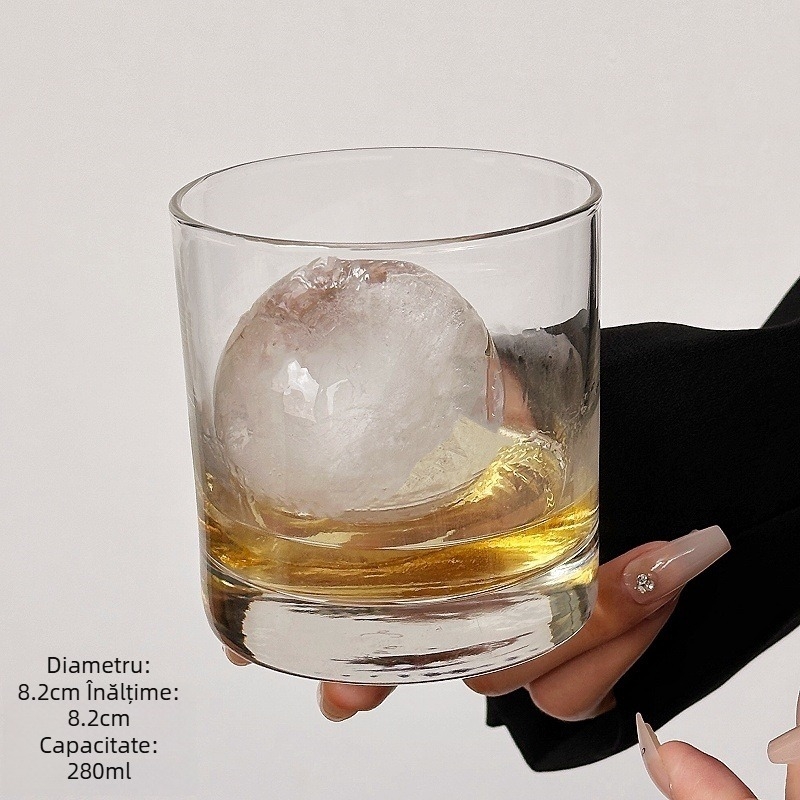 Pahar de whisky cu bilă mare de gheață, stil rock, design premium