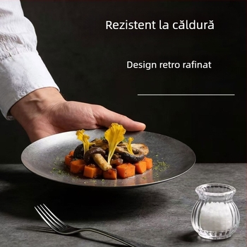 Farfurie de desert din oțel inoxidabil 304, stil american retro, pentru grătare și fripturi vestice, design industrial, farfurie pentru cafea și prăjituri