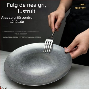 Farfurie de desert din oțel inoxidabil 304, stil american retro, pentru grătare și fripturi vestice, design industrial, farfurie pentru cafea și prăjituri