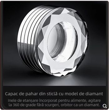 Capac din cristal comestibil, cu fațete, de înaltă calitate, pentru pahar din sticlă cu două straturi, etanș cu inel de etanșare
