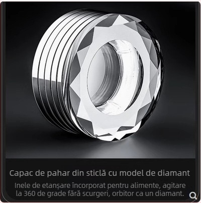 Capac din cristal comestibil, cu fațete, de înaltă calitate, pentru pahar din sticlă cu două straturi, etanș cu inel de etanșare