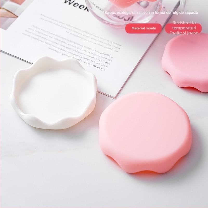 Capac din silicon îngroșat pentru cești, rezistent la temperaturi, design creativ cu zăpadă, capac universal anti-praf pentru pahare din sticlă