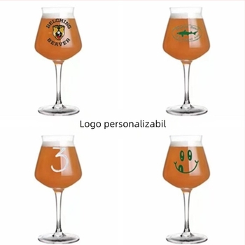Pahar Teku pentru bere artizanală cu logo, formă de lalea, cristal