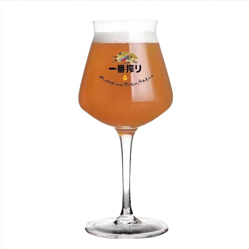 Pahar Teku pentru bere artizanală cu logo, formă de lalea, cristal