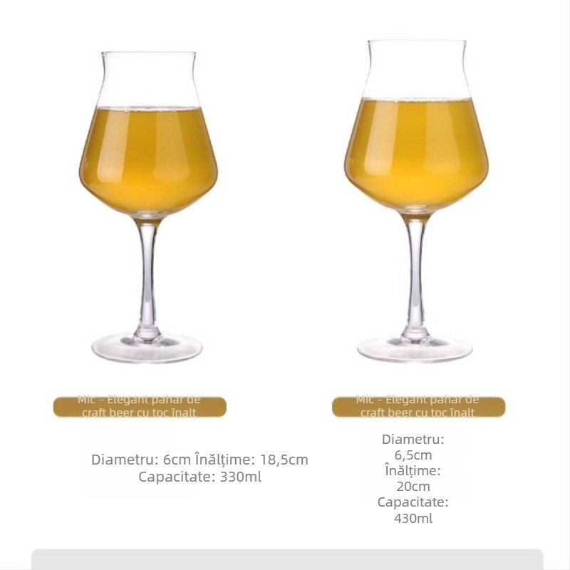 Pahar Teku pentru bere artizanală cu logo, formă de lalea, cristal