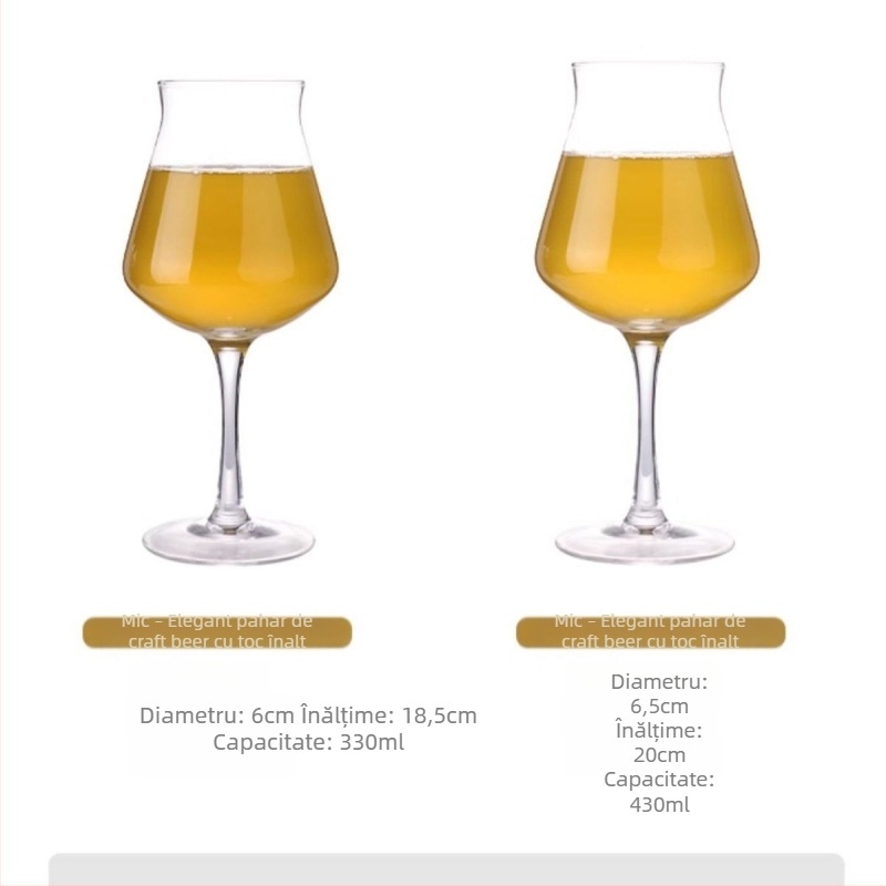 Pahar Teku pentru bere artizanală cu logo, formă de lalea, cristal