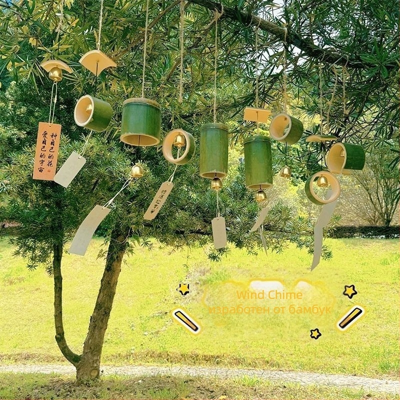 Clopoțel de vânt din bambus vintage – kit DIY pentru decor exterior în grădină