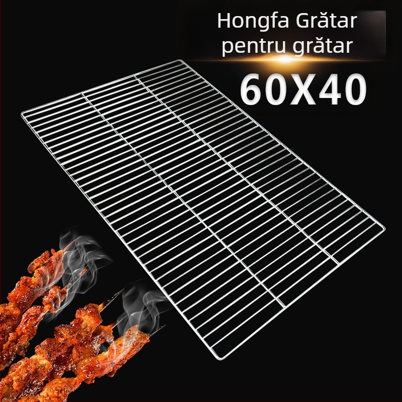Retea de gratar dreptunghiulara, ingrosata, pentru camping in aer liber – accesoriu pentru gratar, de unica folosinta