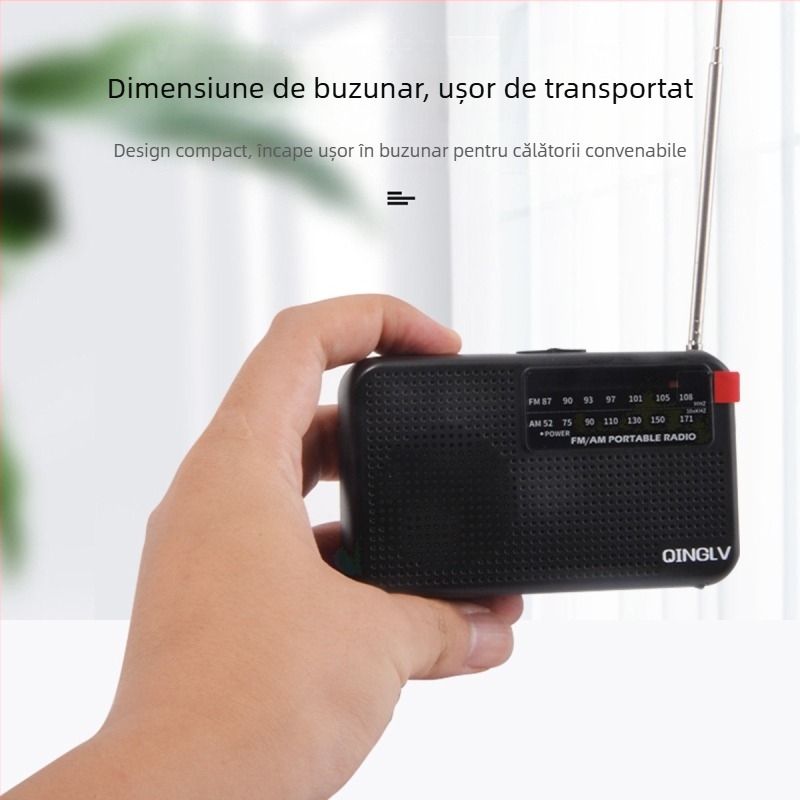 Radio analog cu două benzi FM/AM, cu indicator