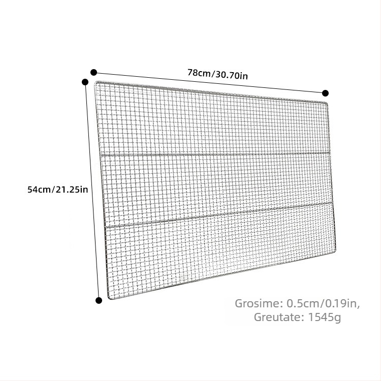 Grilă mare pentru cuptor din oțel inoxidabil 304, plasă cu găuri pătrate 780×540 mm, grilă de uscare