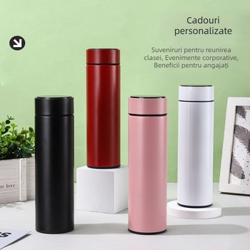 Cană izolată din oțel inoxidabil 304 interior, 201 exterior — cană inteligentă pentru apă, cadou personalizabil