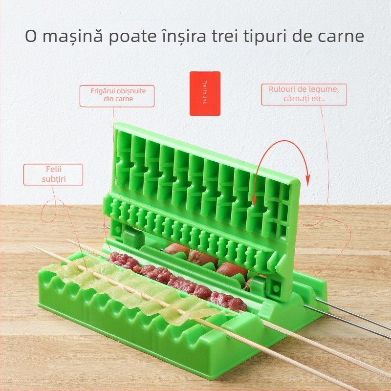 Unealtă multifuncțională pentru grătar de uz casnic, dispozitiv manual rapid pentru înșirarea frigăruilor de miel