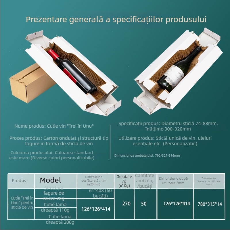 Cutie personalizată de ambalare a băuturilor all-in-one (trei în unu), din carton fagure