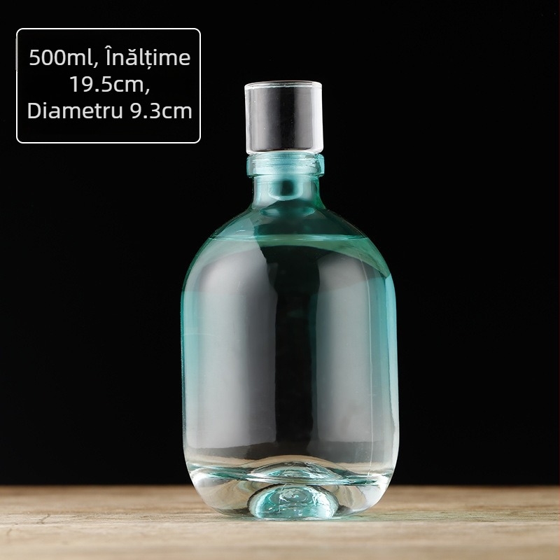 Sticlă de sticlă cu nuanțe gradient pentru lichior, 500 ml, recipient transparent pentru vin de fructe și fermentare acasă.