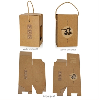 Cutie cadou cu fereastră din carton pentru sticlă de vin de 500 ml