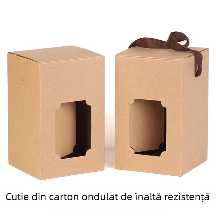 Cutie cadou cu fereastră din carton pentru sticlă de vin de 500 ml