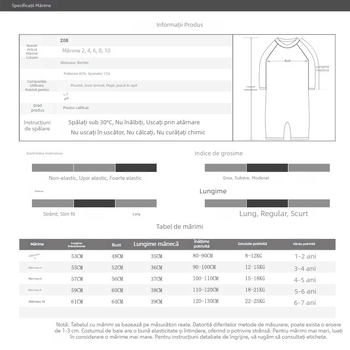 Costum de baie pentru copii, de tip single-piece, pentru băieți, 1-7 ani, imprimeu dinozaur, stil coreean