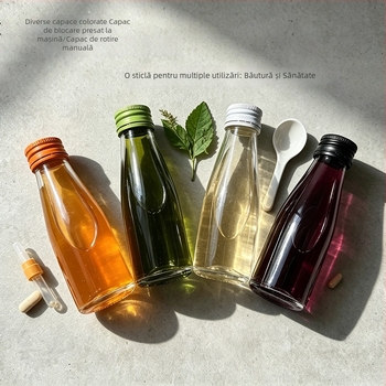 Sticlă din sticlă transparentă de 100 ml pentru lichide orale, suplimente de sănătate, cu capac de blocare