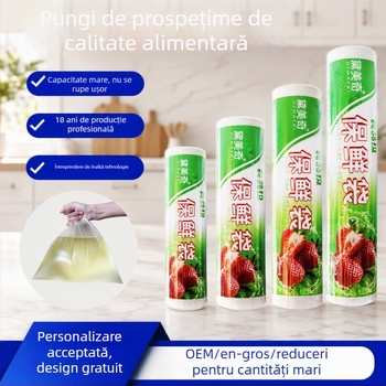 Saci de depozitare de unică folosință, pentru alimente, cu rolă sigilantă pentru uz casnic, mai groși pentru fructe și bucătărie, compatibili cu cuptorul cu microunde