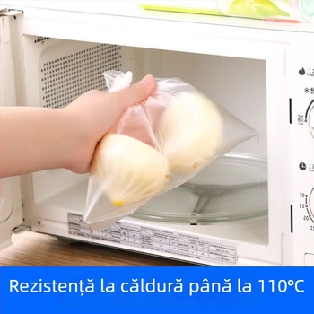 Saci de depozitare de unică folosință, pentru alimente, cu rolă sigilantă pentru uz casnic, mai groși pentru fructe și bucătărie, compatibili cu cuptorul cu microunde