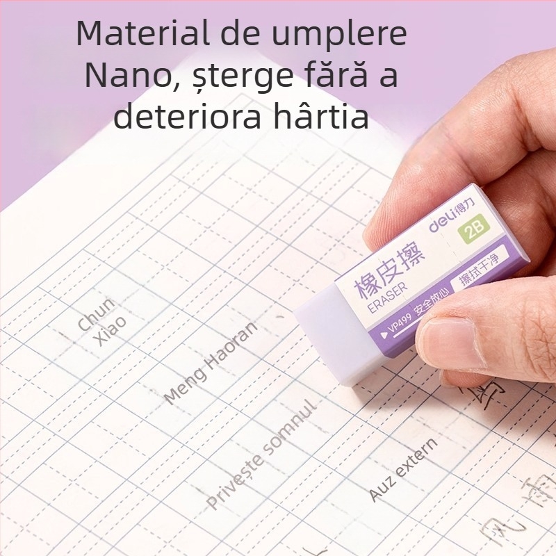 Deli Nano radieră VP499 – Radieră pătrată din PVC pentru creioane și uz școlar