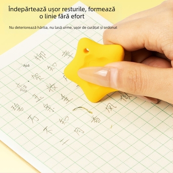 Radieră în formă de stea, anti-pierdere, ștergere precisă, rezistentă la uzură, cu șnur încorporat, multifuncțională, textură pielii asemănătoare dopamină