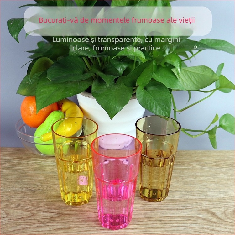 Pahar octagonal din PC transparent pentru apă, ceai, bere și suc — pentru restaurant și bufet