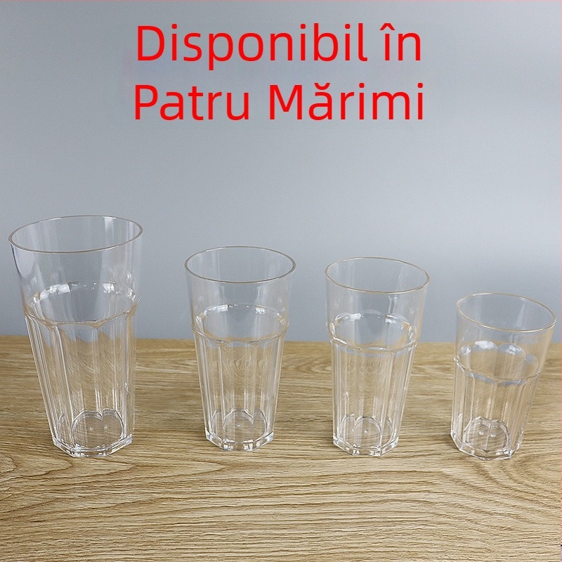 Pahar octagonal din PC transparent pentru apă, ceai, bere și suc — pentru restaurant și bufet