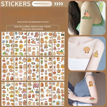 Stickere temporare de tatuaje rezistente la apă pentru copii, cu Kuromi, Capybara și Melody